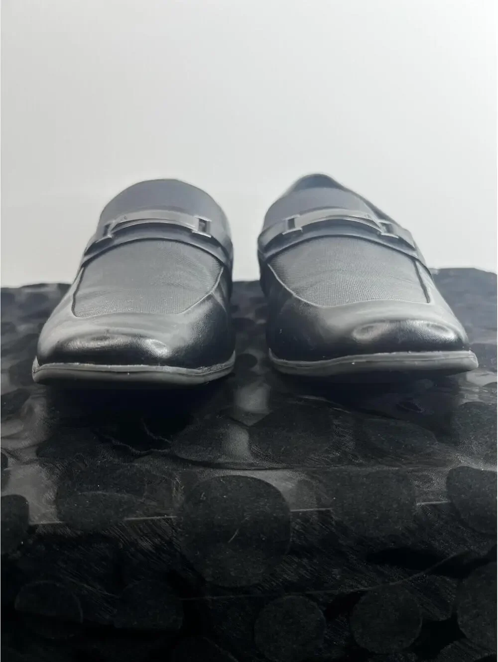 Calvin Klein Benning Men's Size 12 Black Slip On Loafers Metal Logo Bit Dress Sh